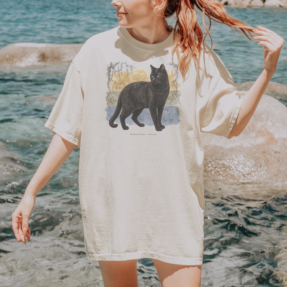Hammock Ghost Felis Catus Cat Among Fossil Shells Tee
